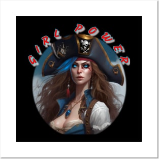 Girl power, stunning blue eyed pirate girl Posters and Art